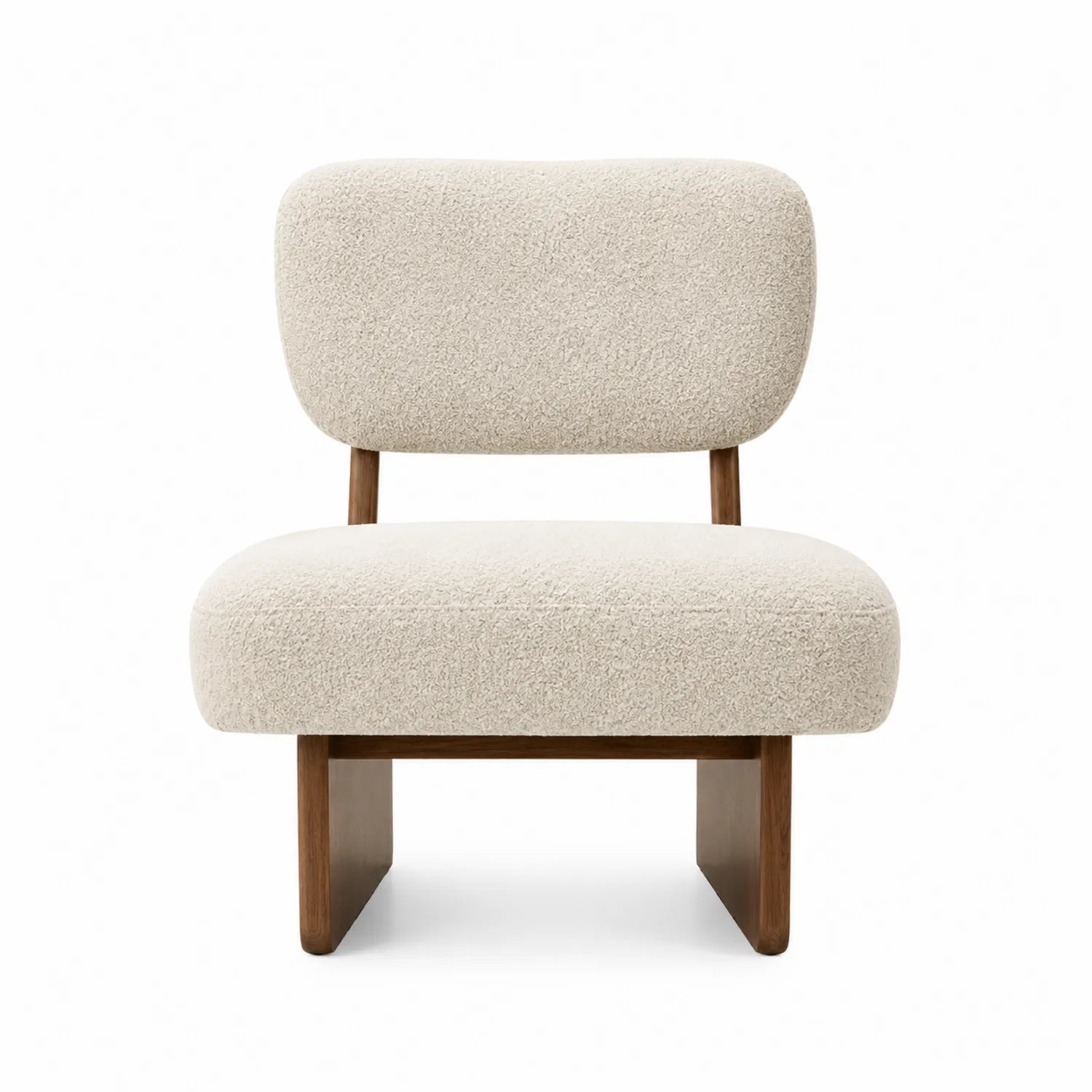 Polstersessel Bouclé Beige mit Walnussgestell