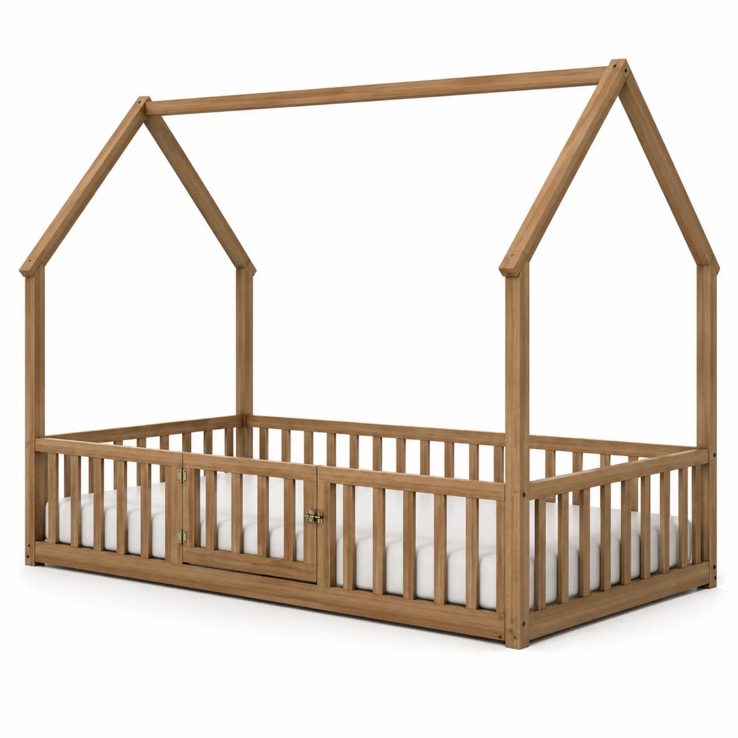 Kinderhausbett aus Kiefernholz 200x90 cm Braun