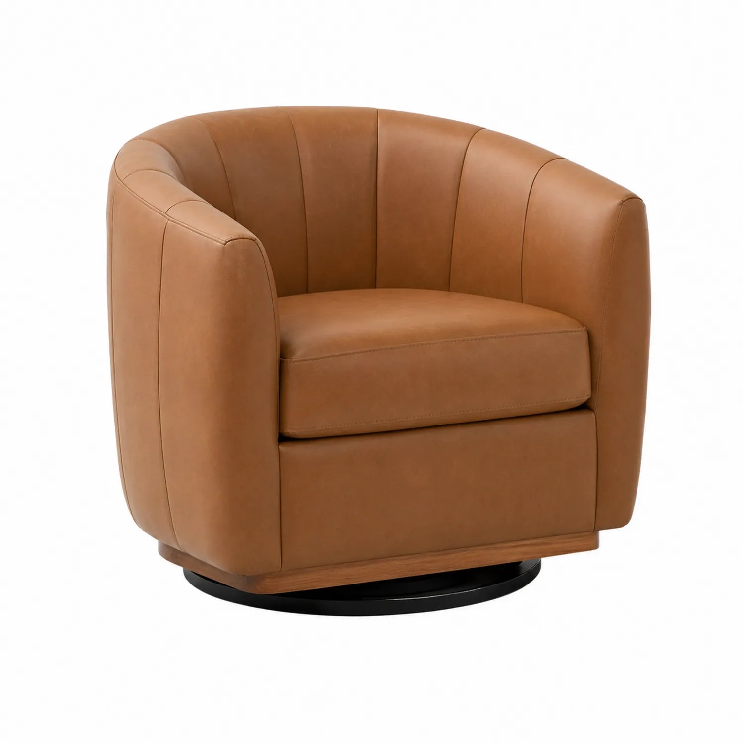 Drehbarer Echtleder-Sessel, Braun
