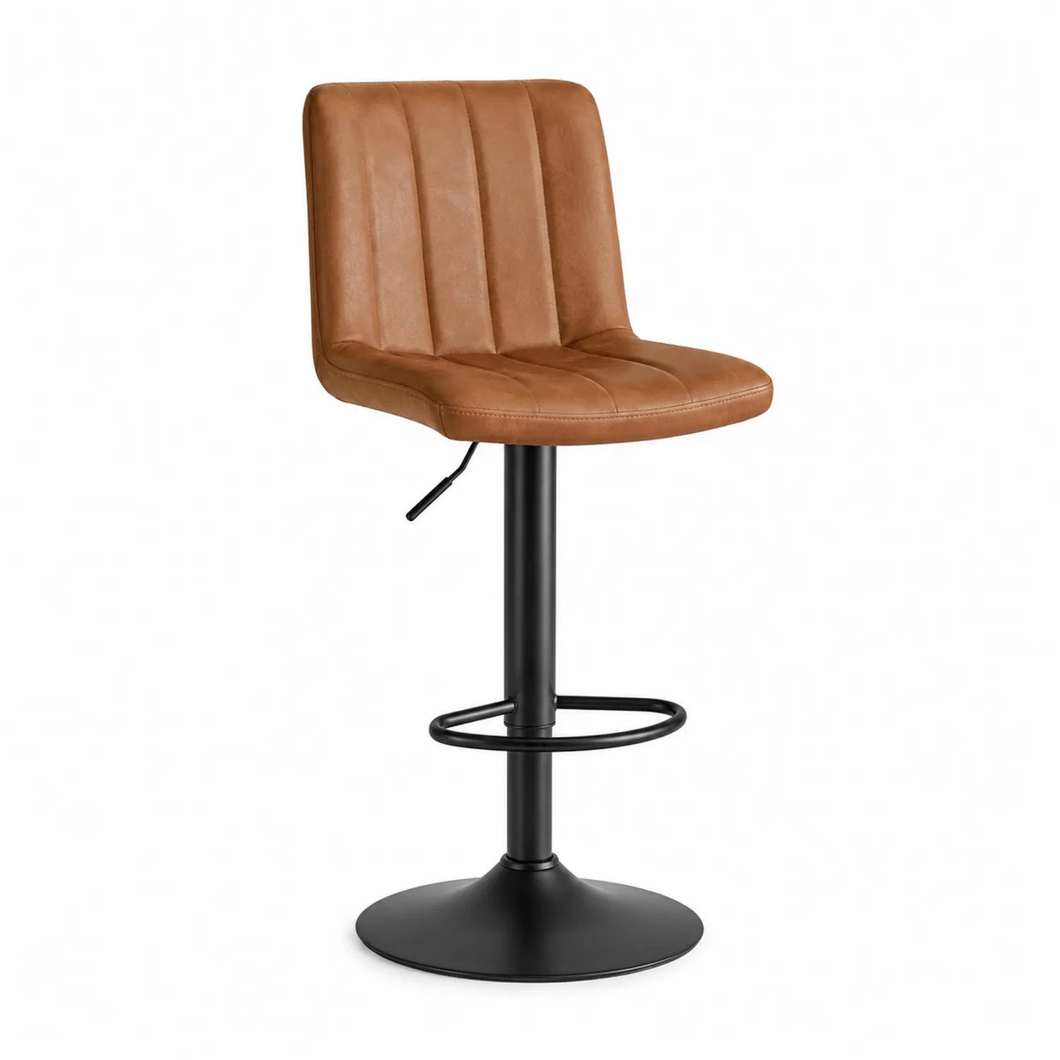Barhocker höhenverstellbar Kunstleder Braun Metall Schwarz