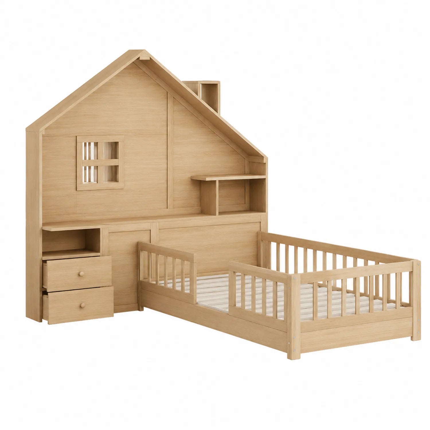 Kinderbett aus Holz mit Hausdesign 200x90 cm