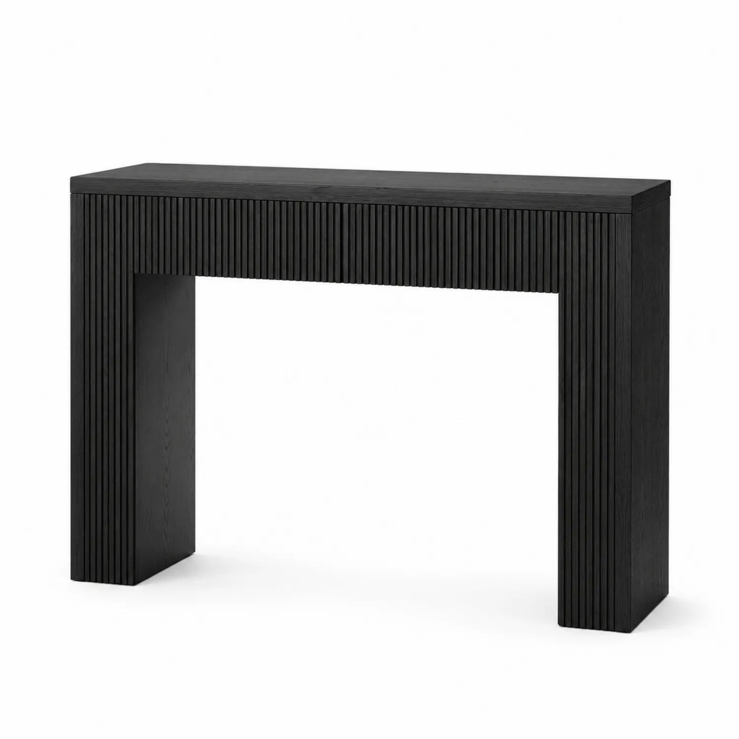 Konsolentisch Holz Schwarz mit Rillenstruktur 120x35x80 cm