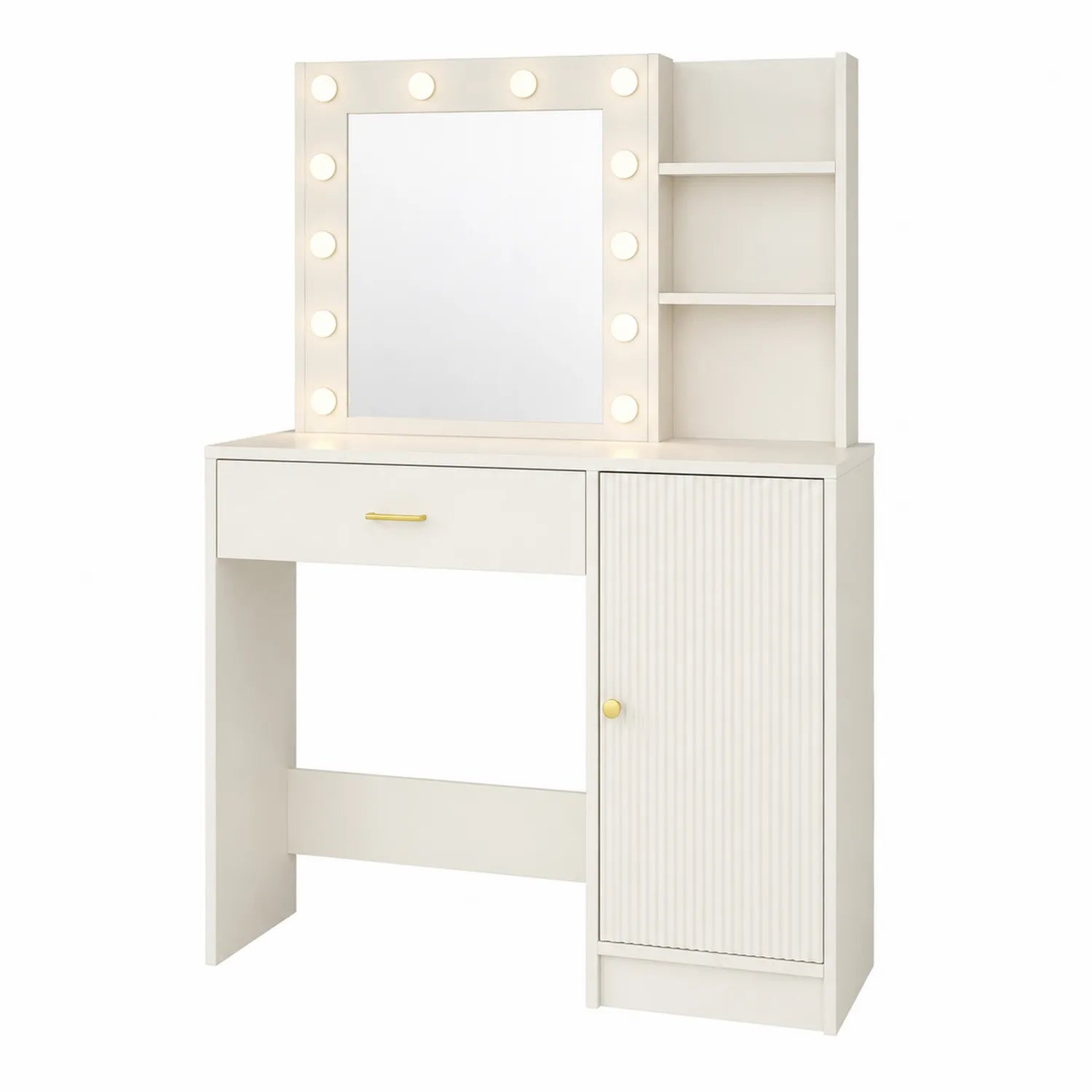 Frisiertisch mit Spiegelbeleuchtung MDF Weiß