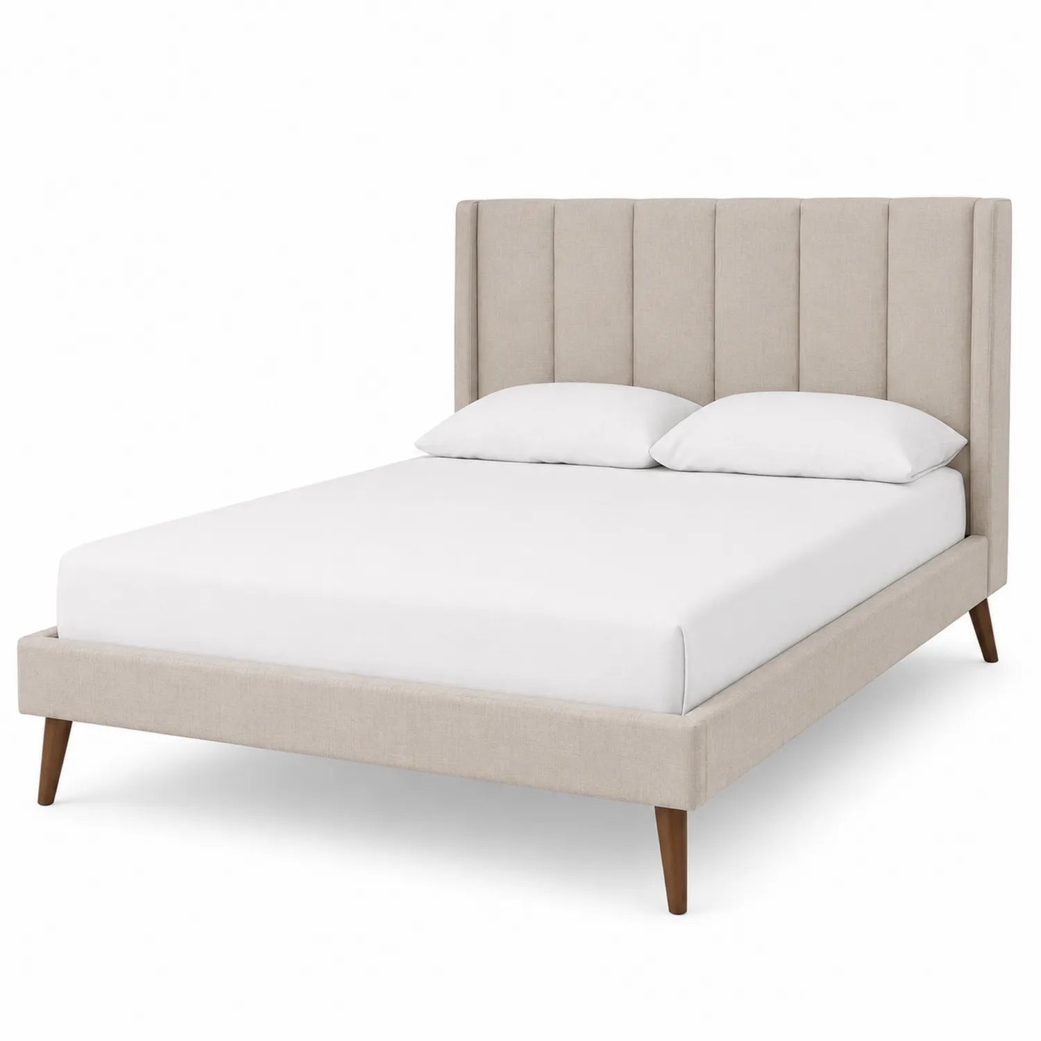 Stoffbett Beige 200x180 cm mit Holzbeinen