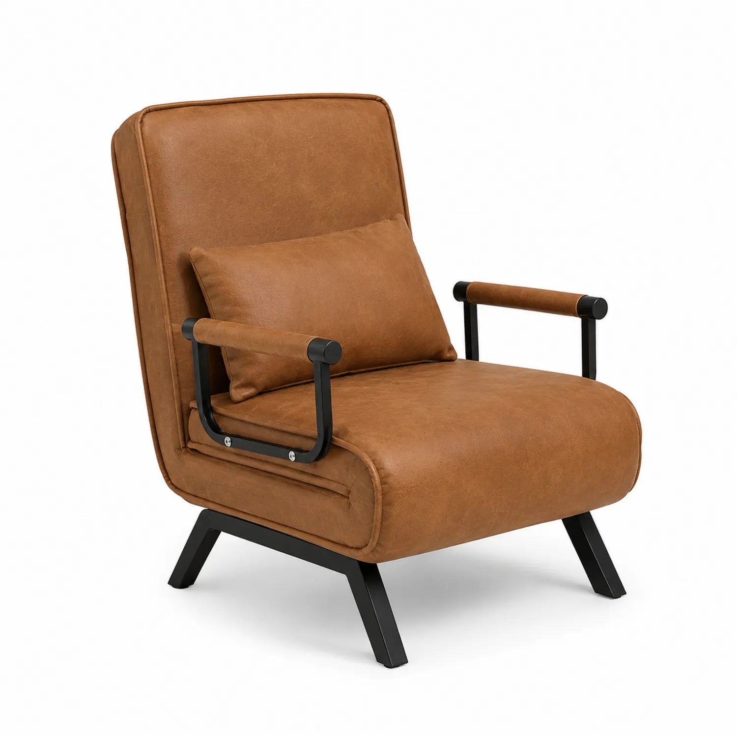 Sessel aus PU-Leder Braun mit Metallrahmen