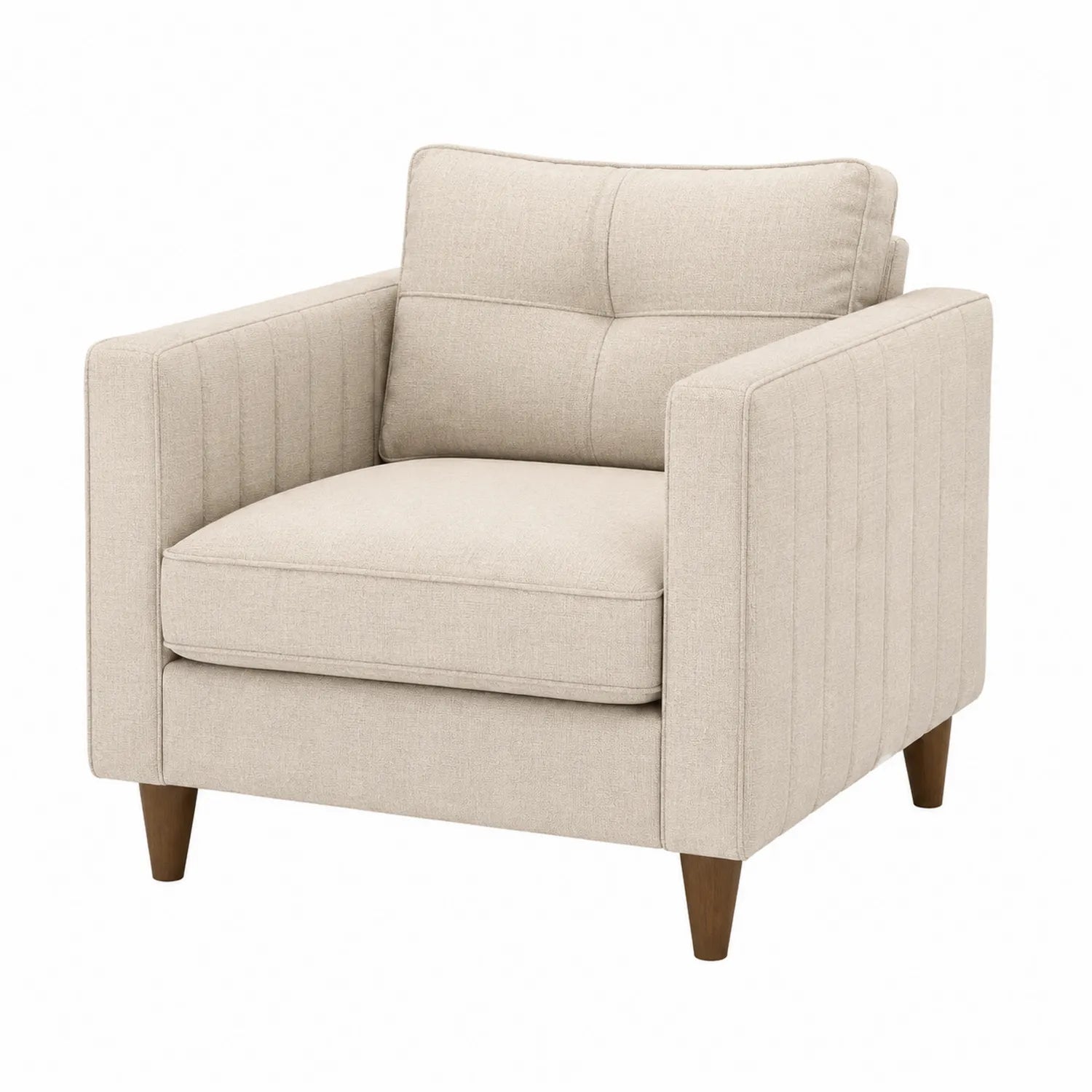 Leinenstoff Sessel mit Holzfüßen Beige