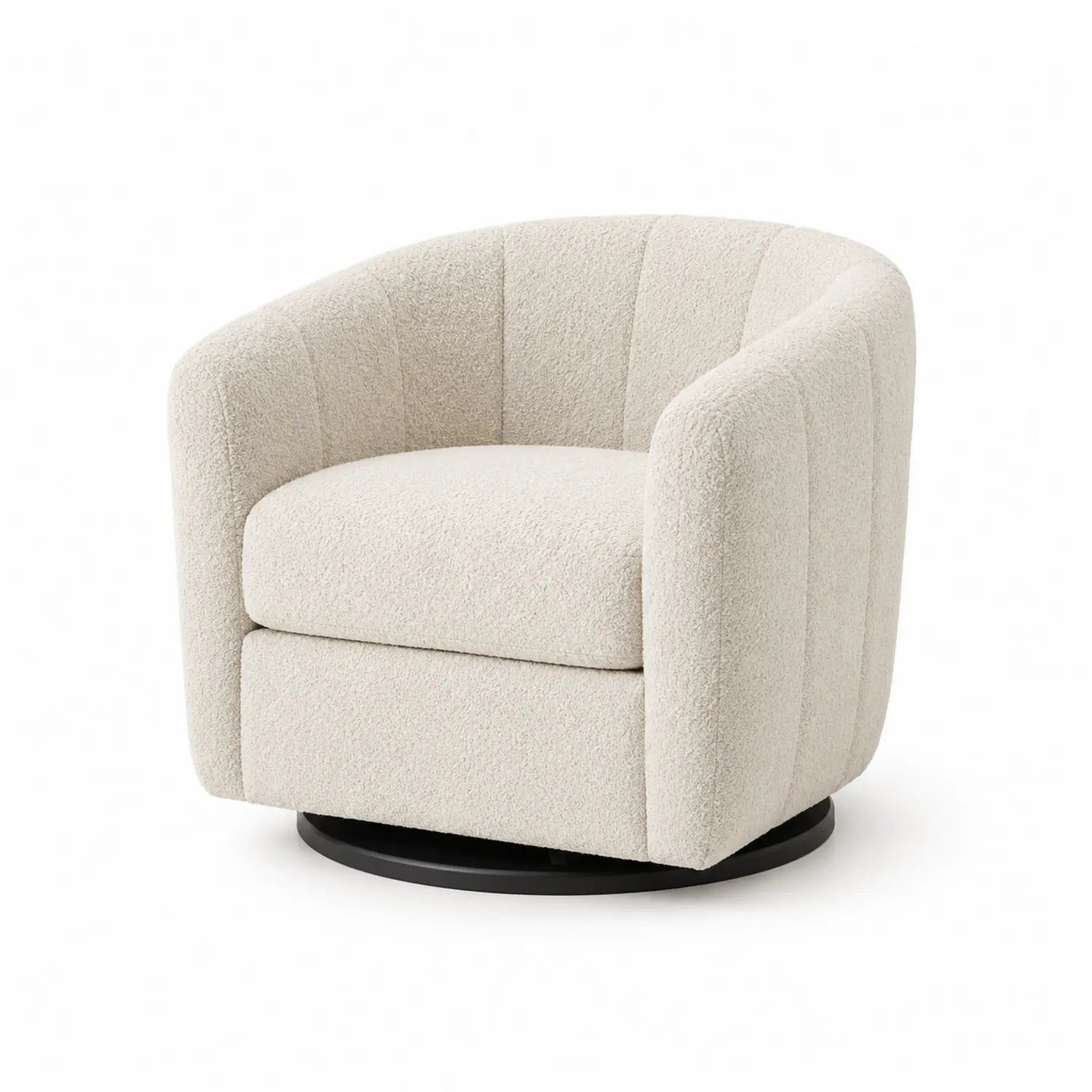 Drehbarer Sessel Bouclé Stoff Creme Ø80cm