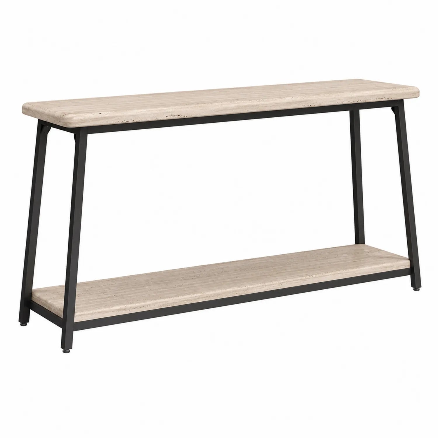 Konsolentisch aus Travertin und Metall Beige/Schwarz 120x30x75 cm