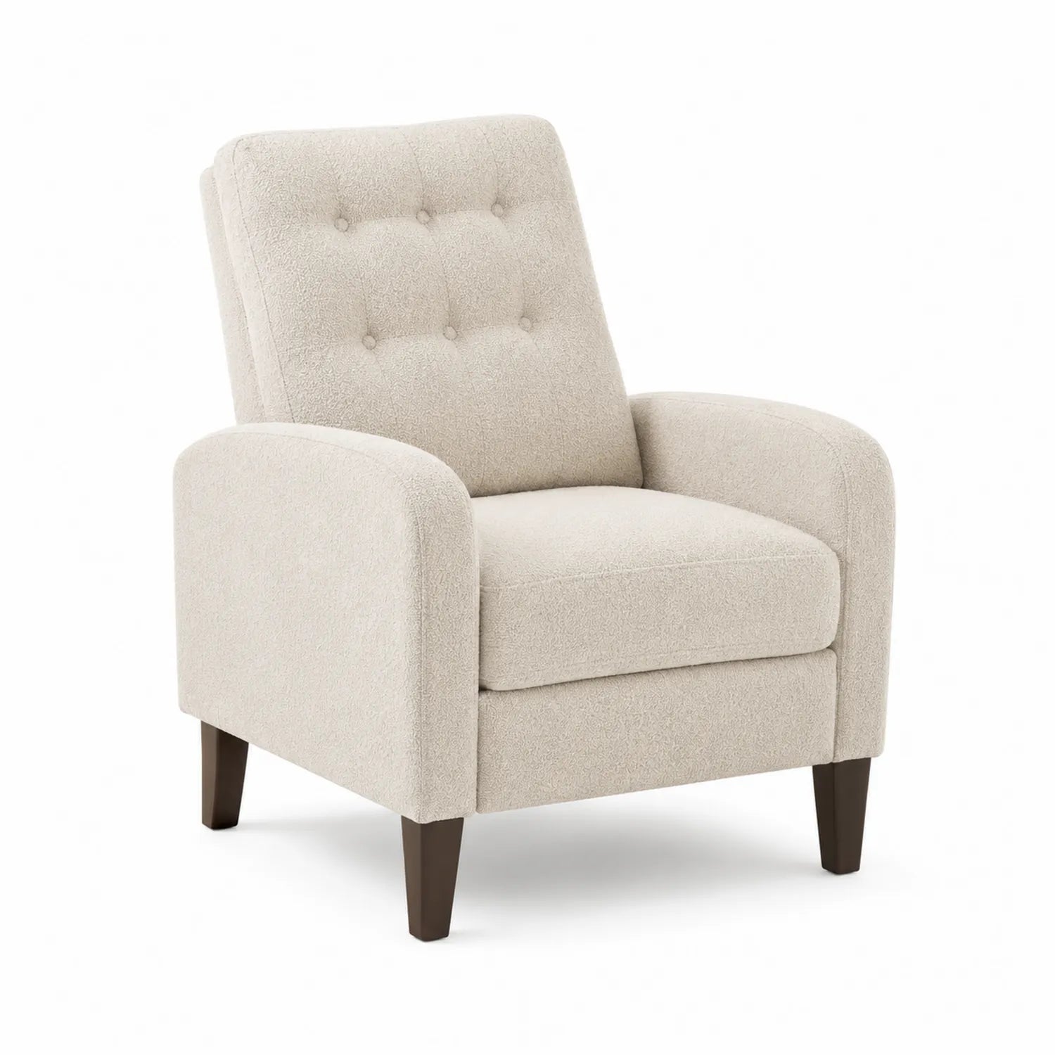Sessel aus Polyesterstoff und Massivholz in Creme